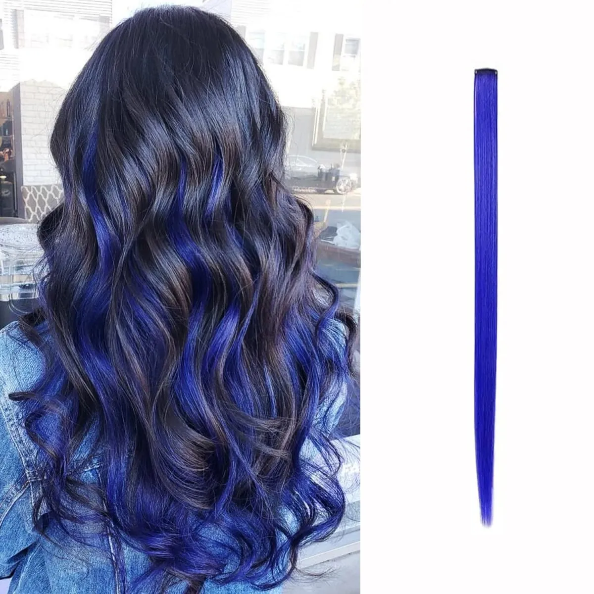 Synthetic 1-6pc Colored Hair Extensions Clip in Colorful Hair Extensions Rainbow Hair Extensions for Women Girls Hair Extensions — image 13