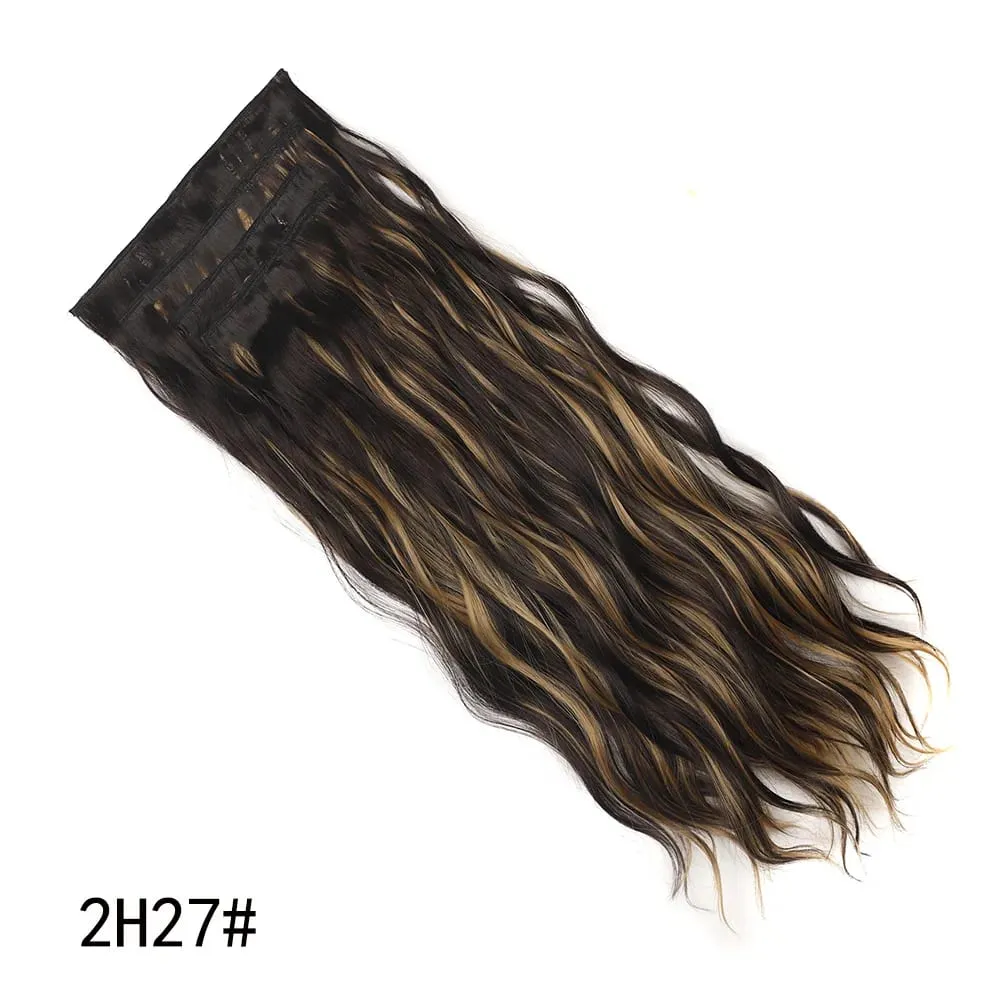 4 Pcs 22 Inch Clip in Hair Extensions Long Synthetic Wavy Curly Hairpieces Layered Soft Invisible Clip Ins Extensions for Women — image 18
