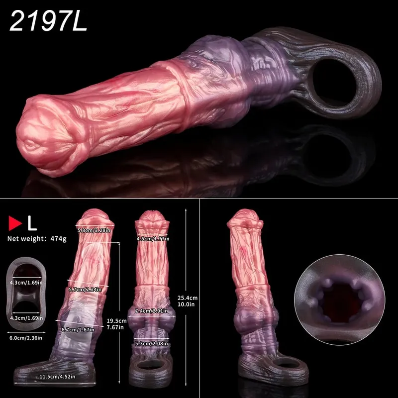 Soft Dog Knot Penis Sheath Fantasy Horse Dildo Sleeve Delay Ejaculation Ring Male Dick Girth Enlarger&Extender Sex Toy
