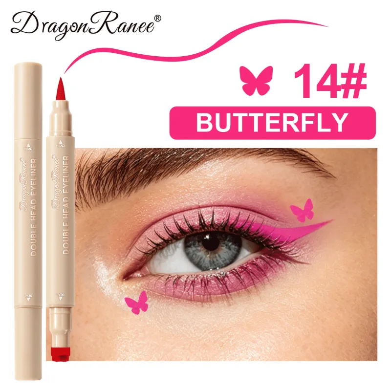 2-in-1-Eyeliner mit doppelseitigem Stempelsiegel, schnell trocknend, wasserfest und schweißfest, verwischt nicht leicht, bunter Augen-Make-up-Eyeliner