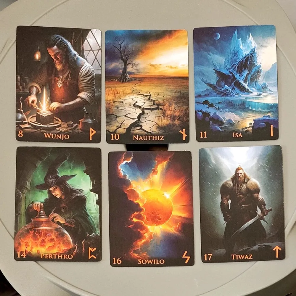 Dek Runes Dunia Pelik - 9*6cm 25 Kad Oracle Futhark Elder untuk Ramalan Dicetak pada Stok Kad Timbul Dua Kali 350GSM — image 2