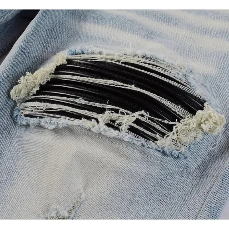 American Street Hip-hop Trend Ripped Hole High Street Small Foot Slim fit Tight Fitting Men's Jeans — image 6