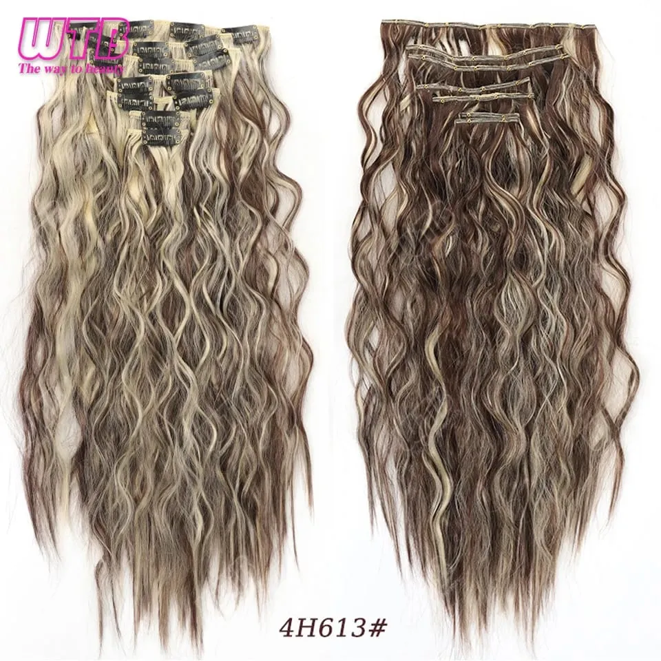 Synthetic 16 Clips in Hair Extensions Long Wavy Hairstyle Blonde Black Hairpieces Heat Resistant False Hair Daily Use — image 11