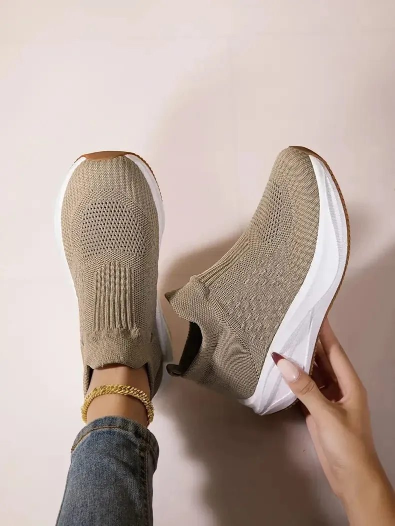 Unisex Slip on Sock Running Shoes Breathable Knit Mesh Sneakers Lightweight CushionThick SoleNonSlipWalking GymAthletic Footwear — image 9