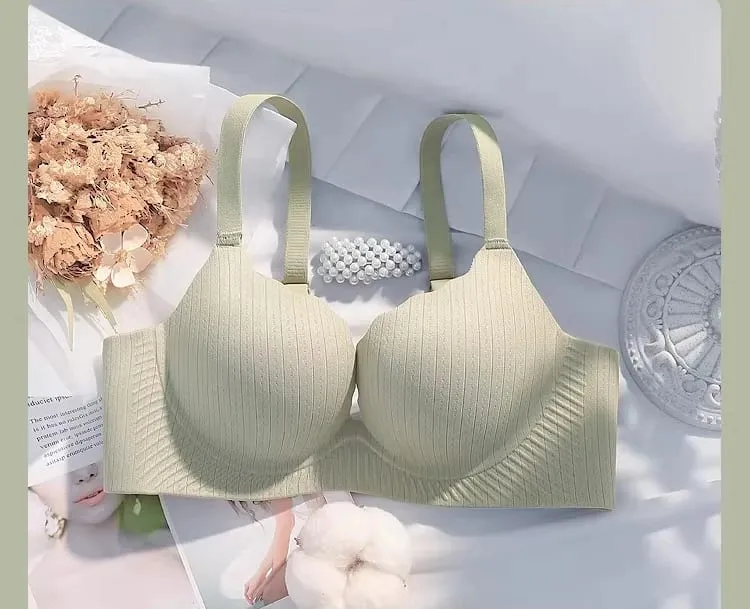 High Quality Thick Padded Wirefree Bra Set Women Seamless Solid Gathering Lingerie Comfort Push Up Effect Perfect for Smaller — image 10