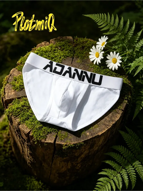 2PCS Pria Bikini Briefs Huruf Besar Cetak Lebar Pinggang Katun Campuran Kain Lembut 3D Kontur Kantong Low Rise Pria pakaian Dalam