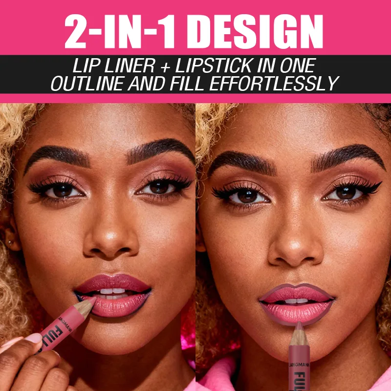 Matte Lip Liner Son Môi Bút Gỗ Có Thể Cắt Kẻ Viền Môi Lâu Dài Không Dính Vào Cốc Không phai màu