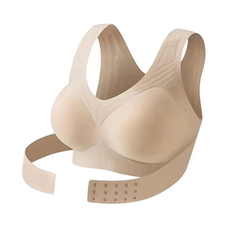 Women Front Closure Cross Back Wireless Posture Bras Seamless Full Coverage Support Push Up Bralettes Posture Corrector Bras