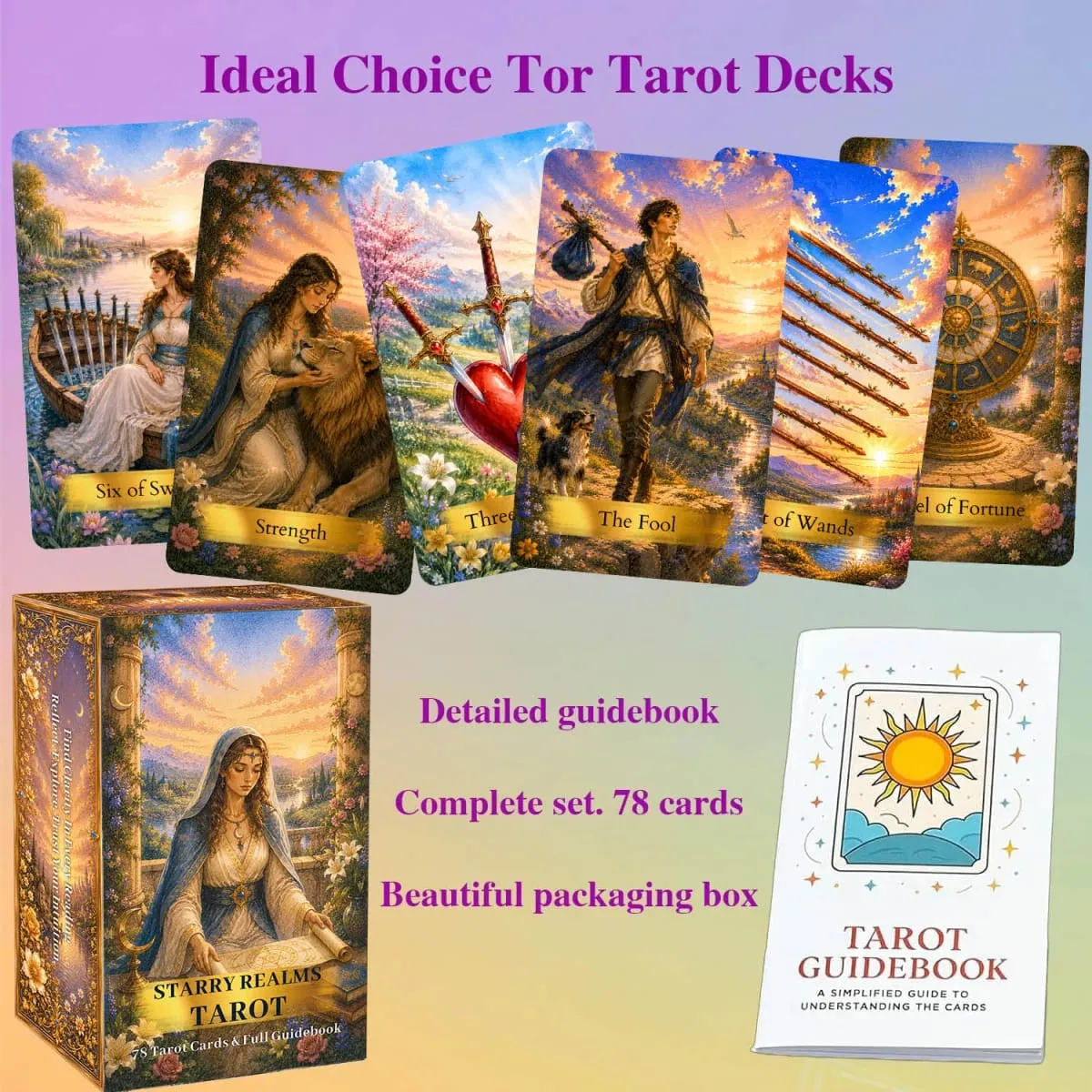 78 Starry Realms Tarot Cards 13x8 Cm Includes Paper Manual Journey to Imagination and Inner Wisdom Card Game Set — image 1