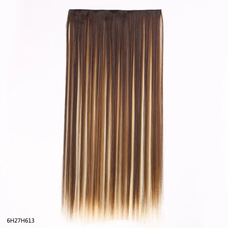 Hairpiece 5-Clips One Piece Clip-In Hair Extension Long Straight Hair Voluminous Natural Soft Synthetic Hair for Women Daily Use