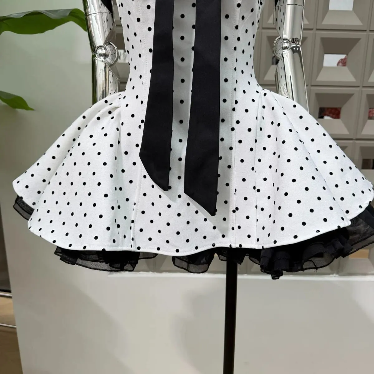 Women Sexy Strapless Backless Polka Dot Bow A Line Dress Party Birthday Evening Ball Gowns Nightclub Show Wear Fashion Vestido — image 4