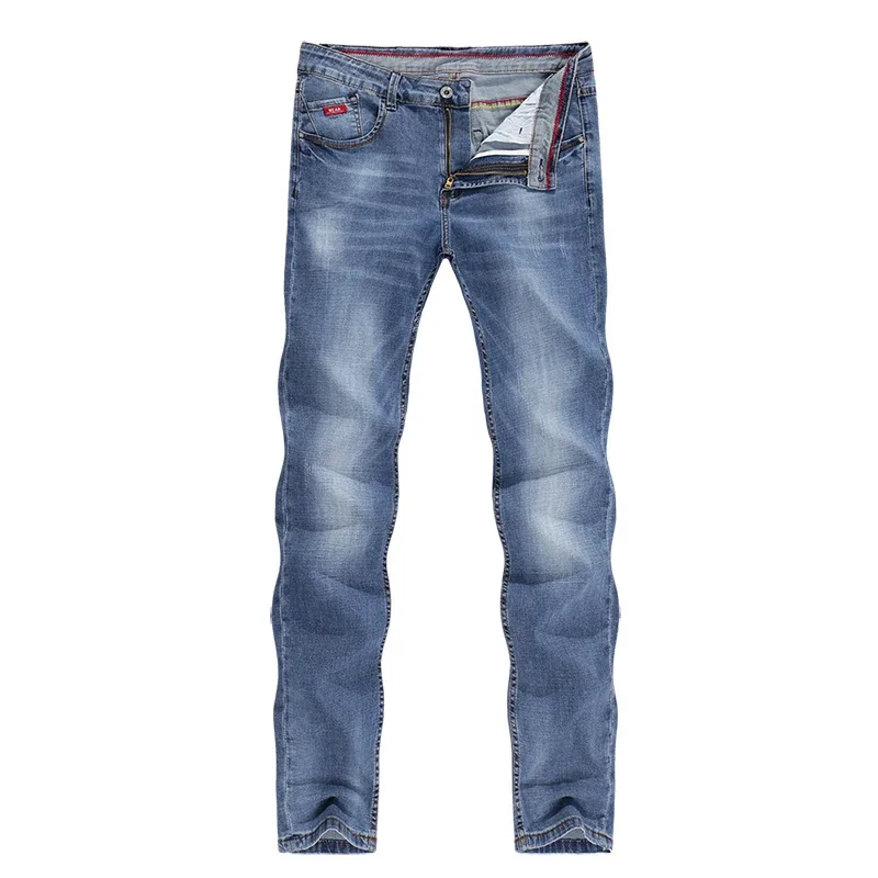 Mens Jeans 2024 Spring Autumn Business Casual Straight Slim Fitness Elastic Blue Gentleman Trousers Cowboys Jean Hombre