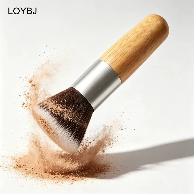 Kuas Foundation Gagang Bambu Kuas Rias Bedak Longgar Krim Foundation Cair Kontur Perona Pipi Alat Kecantikan Wajah Profesional