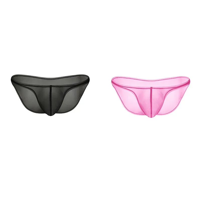 Men's Underwear Delicate Ice Silk Transparent Triangle Panties Personality Low Waist Briefs — image 12