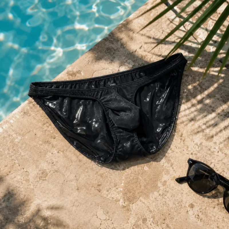Schnell trocknende, ultradünne Slips aus Eisseide, niedrige Taille, nahtlos, für Herren, Unterwäsche, U-Beutel, Dessous, Netzhöschen, Reisen — image 3