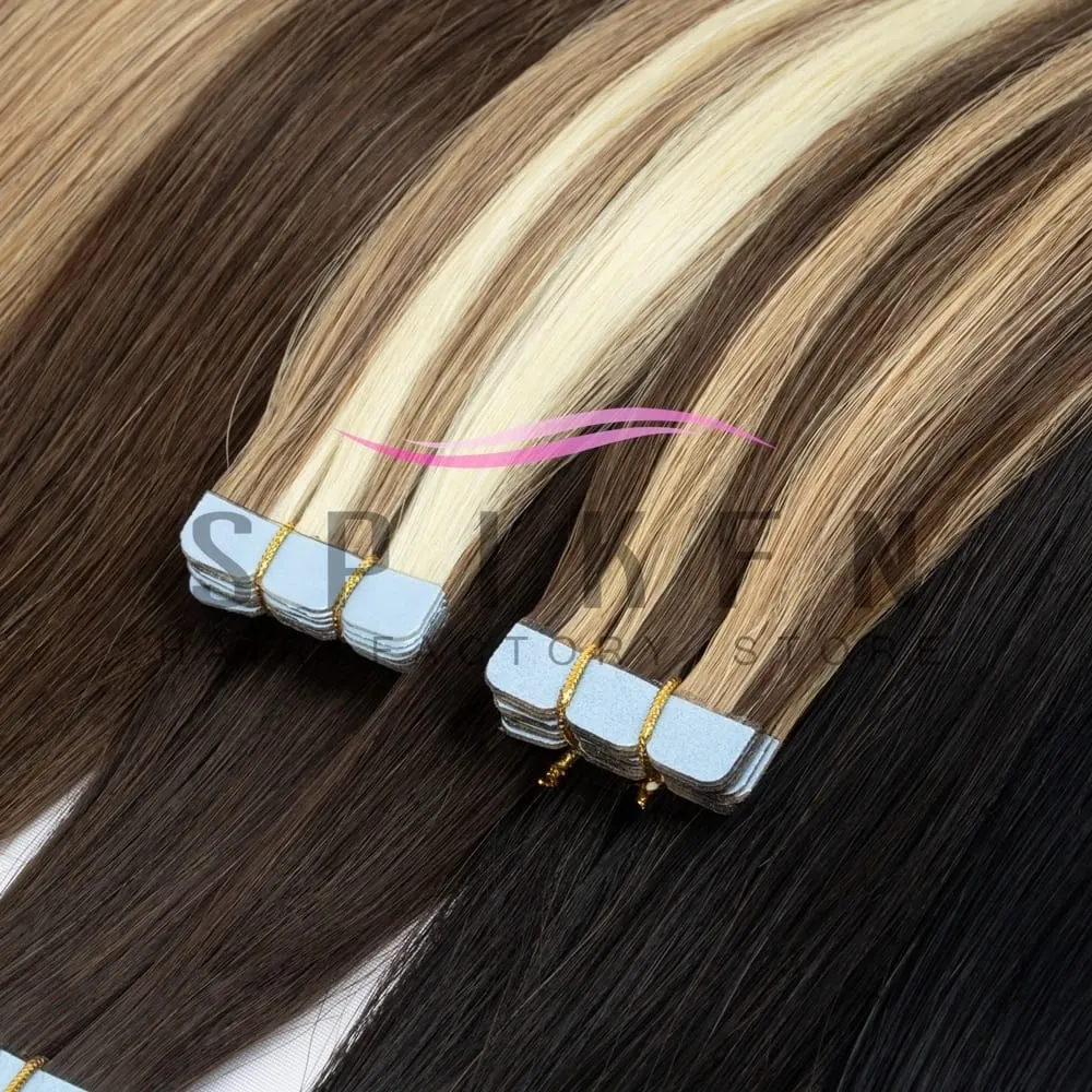 Mini Tape In Human Hair Extensions 12"-20" Machine Remy Skin Weft Adhesive Tape Hair Natural Black Tape Ons 10pcs for Women — image 5