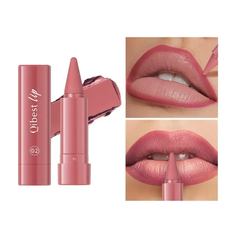 Waterproof Matte Lipstick Liner 2-in-1 Pencil High Pigmentation Lip Color Smooth Moisturizing Formula Natural Gradient Lipstick — image 8