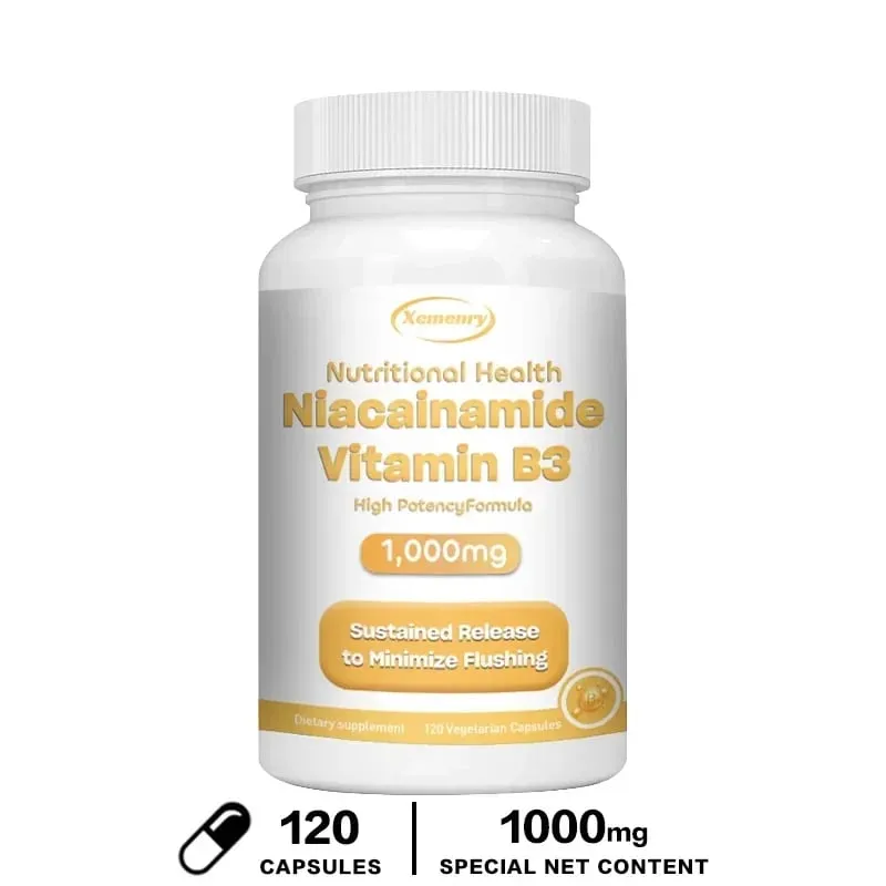 Niacinamide Vitamin B3 Capsules - Supports Brain Function and Heart Health Boosts Energy Production and Enhances Immunity