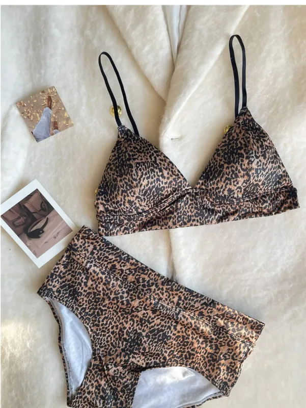 Triangle cup imitation denim thin section underwear female beauty back lingerie gathered to collect breasts comfortable bra set — image 2