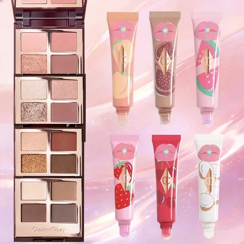 Charlotte Tilbury CT 메이크업 세트 형광펜 립 블램 4 색 아이 섀도우 팔레트 립 글로스 립 블램 세트 베개 토크 롱 라스팅