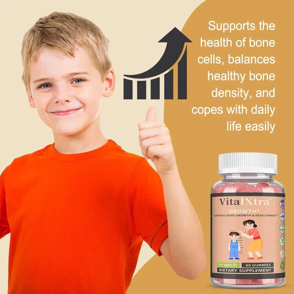 Children's Height Growth Gummies - Adolescent Height Growth Supplements - Containing Calcium Vitamin D K Ashwaganda