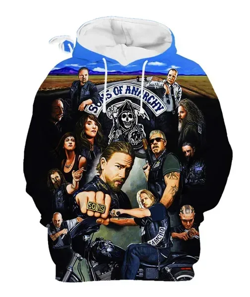 Men's Street Style 3D Sons of Anarchy Print Hoodies Sweatshirts Autumn/Winter Unisex Loose Casual Tracksuit Outdoor Y2k Pullover — image 9