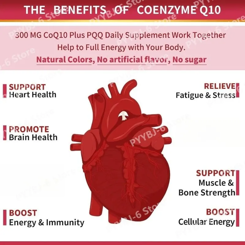 CoQ10 300mg Softgels with PQQ Omega-3 Coenzyme Q10 High Absorption Antioxidant Daily Energy Support Non-GMO 120 Count Adults — image 4