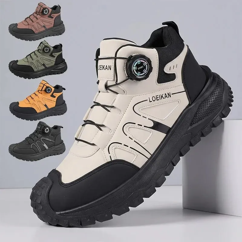 Unisex High‑top Casual Sneakers Rotary Buckle Slip‑on Thick Sole Fashion Daily Walking Shoes for Men Women — image 2