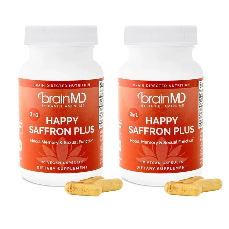 Happy Saffron Plus Supplement for Mood Memory - 90 Capsules - with Saffron Flower Extract Curcumin & Zinc - Vegan Gluten Free — image 7