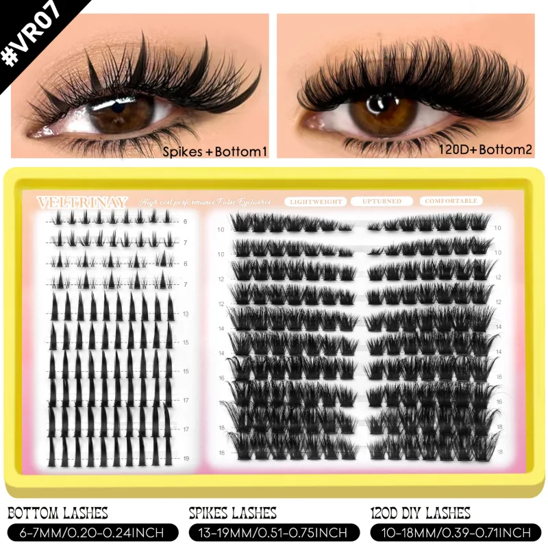 4-in-1 208pcs Lash Clusters 1style Manga Lash+2 style Spiky Botoom Lash+1 style Cat Eye Eyelashes DIY Clusters Lashes — image 8