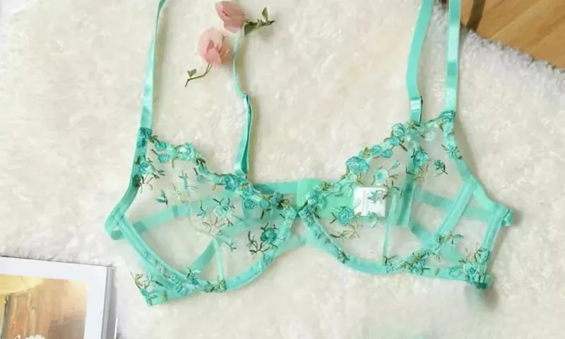 French Luxury Lingerie Set - Sexy Floral Embroidery Black Bra & Panty Set Sheer Transparent Seductive Women's Intimates — image 9