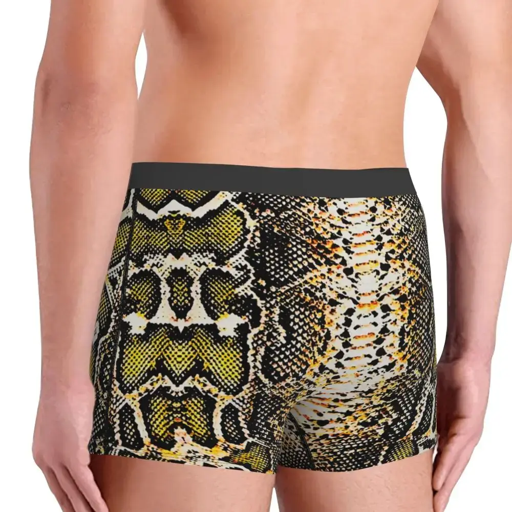 Sous-vêtements imprimés peau de serpent personnalisés pour hommes, Boxer extensible à Texture animale, slip short, culotte douce pour Homme — image 5