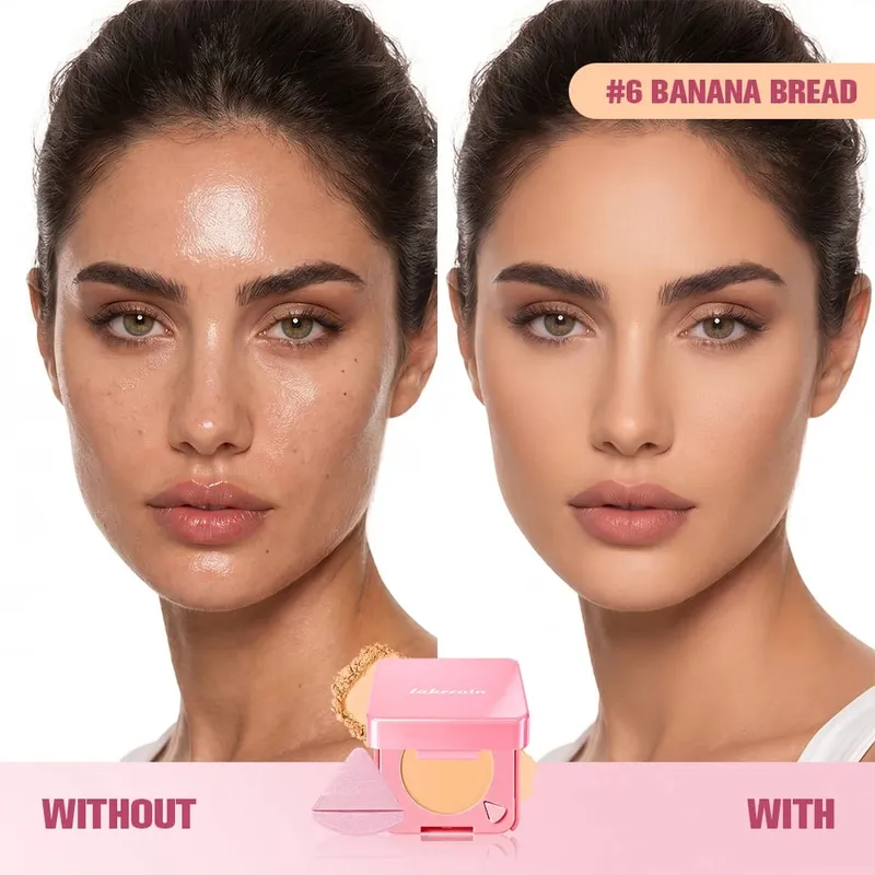 3 uds base en barra, polvo compacto para la cara con bolsa con cordón de Navidad, cosmético facial mate de larga duración, regalo de Navidad — image 3