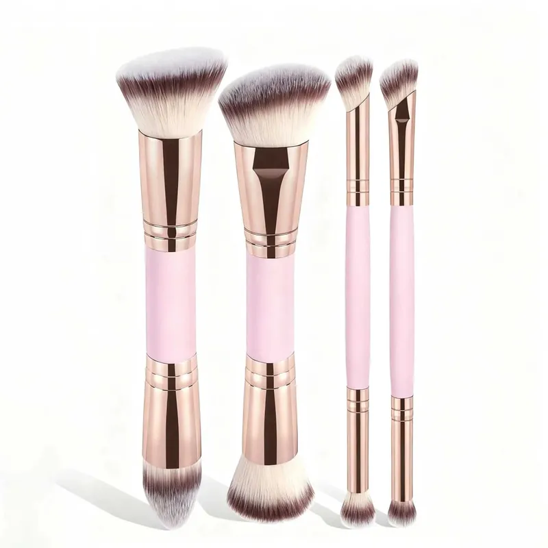 4pcs Basic Makeup Brushes Set With Box Dual-ended Foundations Powder Blush Details for Eyeshadow Brushes Beginner Travel