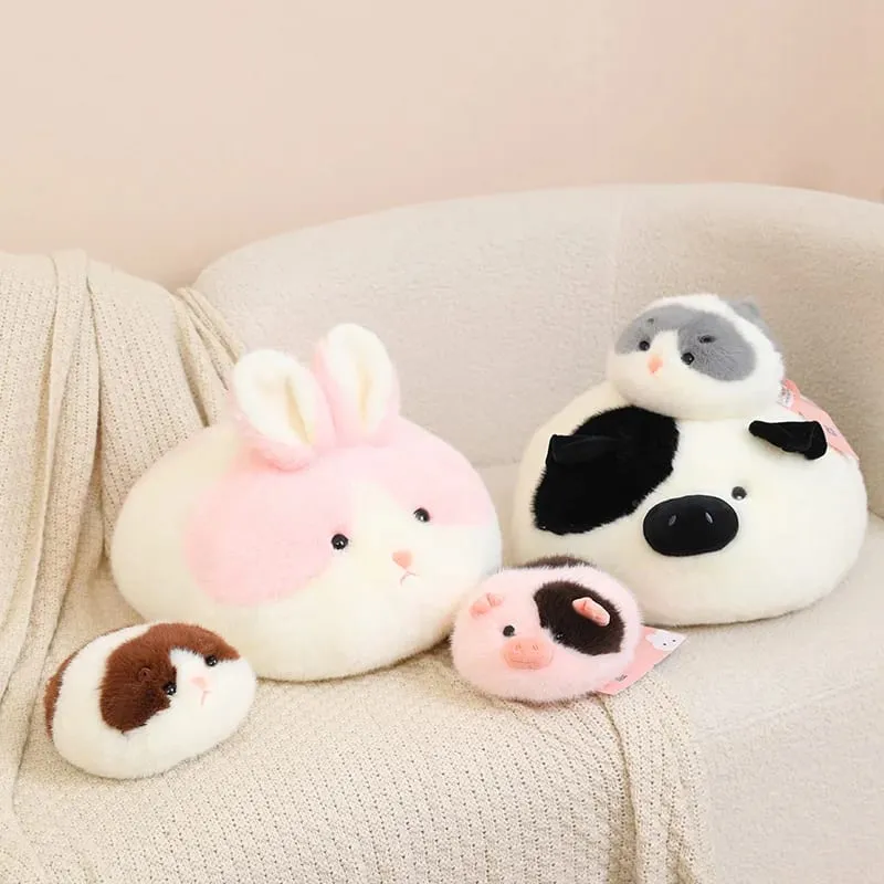 40cm Fluffy Animal Plush Pillow Hamster Rabbit Cow Pig Decompression Sofa Cushion Photography Prop Holiday Present
