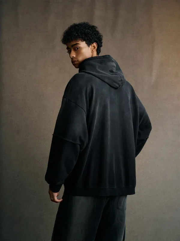 New Autumn Winter Men 400gsm Hoodies Streetwears High Street Heavy Weight Washed Cotton Sweatshirts Brand Tracksuit — image 20