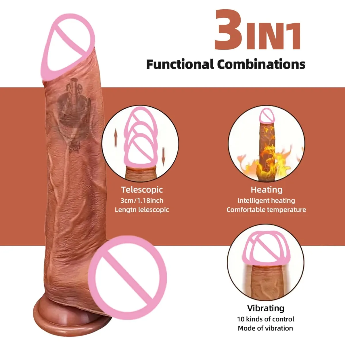 Realistic Dildo Vibrator Wireless Remote Rotating Penis Suction Cup G-spot Clit Stimulator Sex Toys Telescopic Vibrating Dildos — image 2