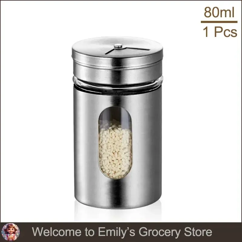 Stainless Steel Spice Shaker Seasoning Cans Rotate Camping Barbecue Jars Spice Storage Box Salt Sugar Pepper Storage Bottle