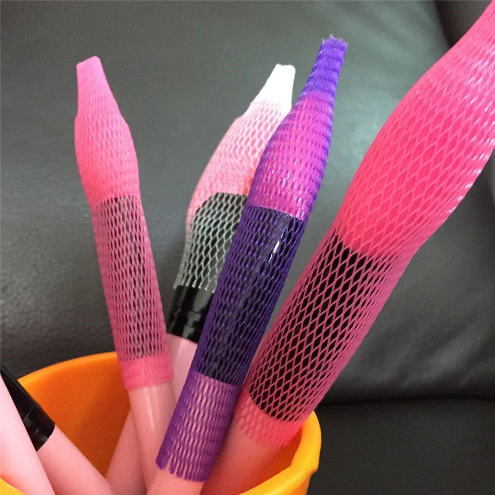 50 pçs pincéis de maquiagem protetores de malha capa beleza malha elástica rede protetora maquiagem cosméticos kits de ferramentas escova net caneta capa
