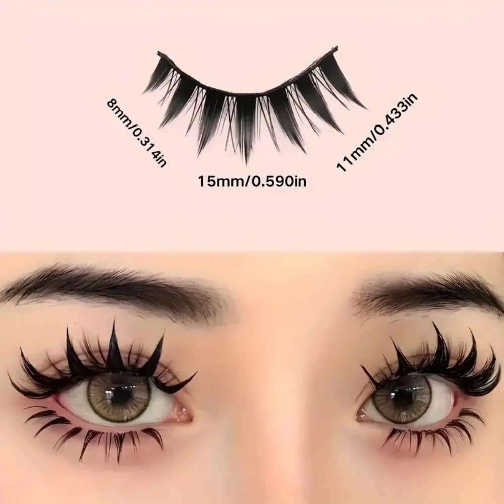 5Pairs Manga Spiky Fairy False Eyelashes Anime Cat Eye Style Wispy Fake Lashes with Soft Band Reusable Eye Makeup Tool for Women — image 4