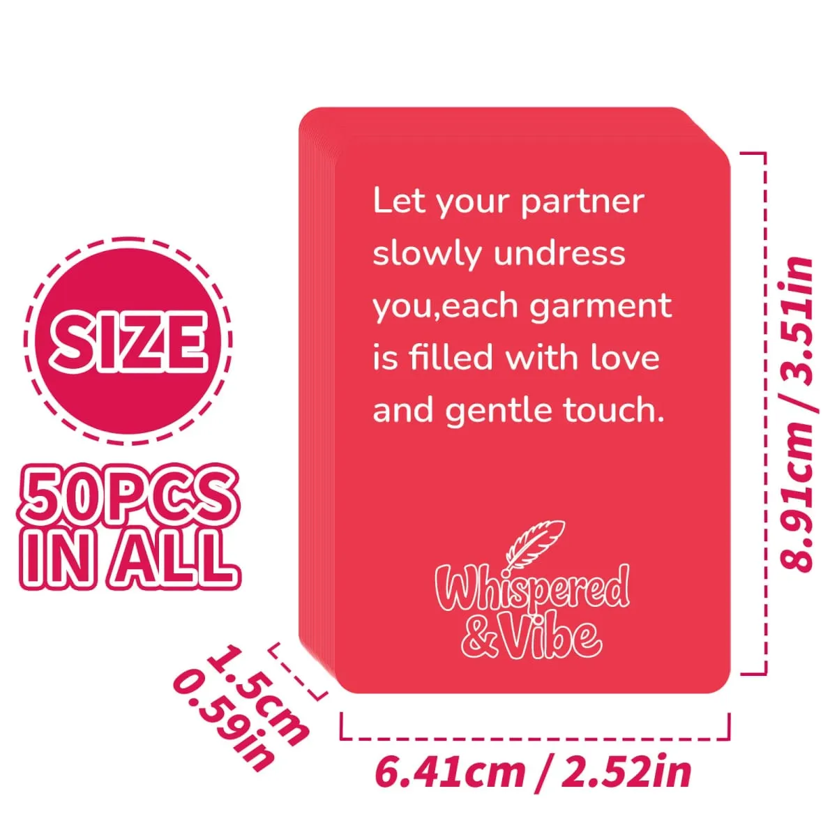 Whispered & Vibe Couple Reconnection Cards 9*6.7cm- 50 Romantic Foreplay Challenges & Intimacy Building Games for Adults — image 2