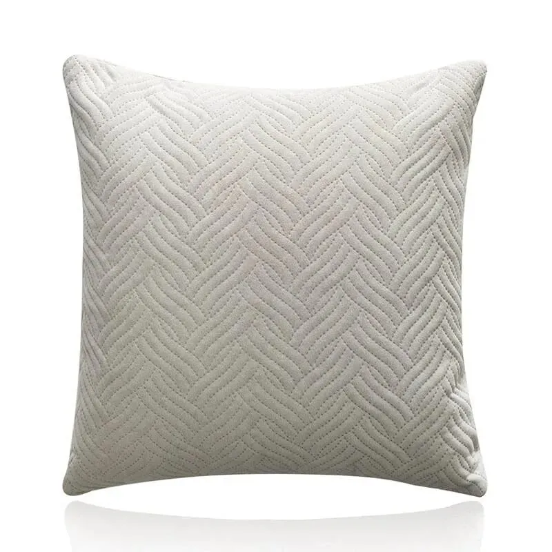 Quilted Velvet Throw Pillow Cover 18x18 Inch Simple Decorative Cushion Case for Home Sofa