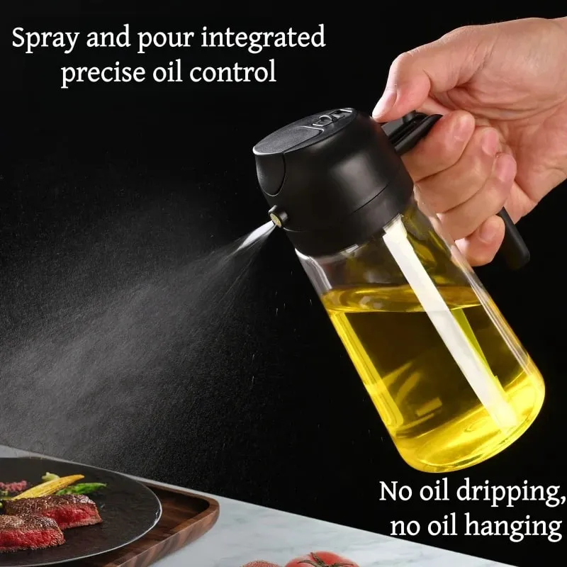 470ml 2-in-1 oil can and injector olive oil pour suitable for cooking air fryer salad barbecue (white) — image 2