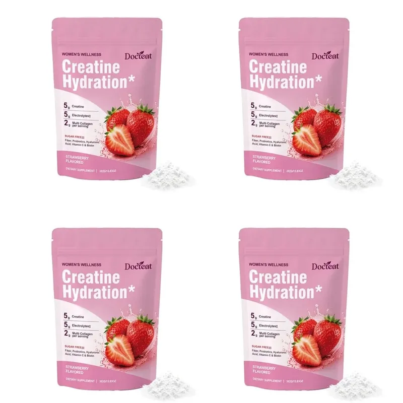 Docteat Creatine Powder Electrolytes Collagen Vitamin C Biotin Sugar Free Strawberry Flavor Women Fitness Wellness 30 Servings — image 10
