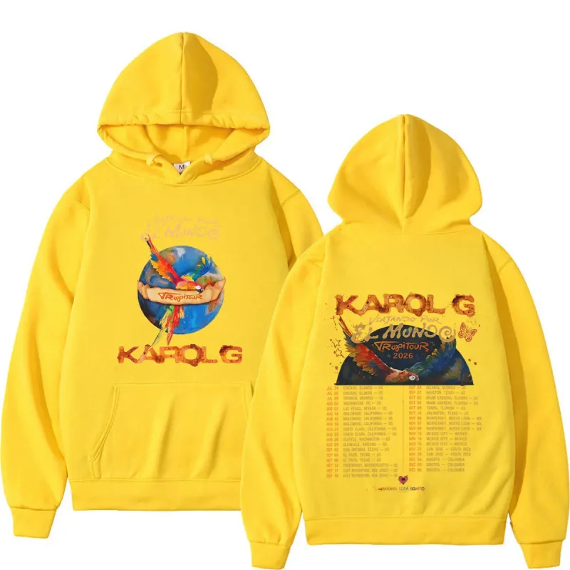 Karol G Viajando Por El Mundo Tropitour 2026 Graphics Hoodie Men Women Loose Casual Pullover Long Sleeves Fashion Sweatshirts — image 11