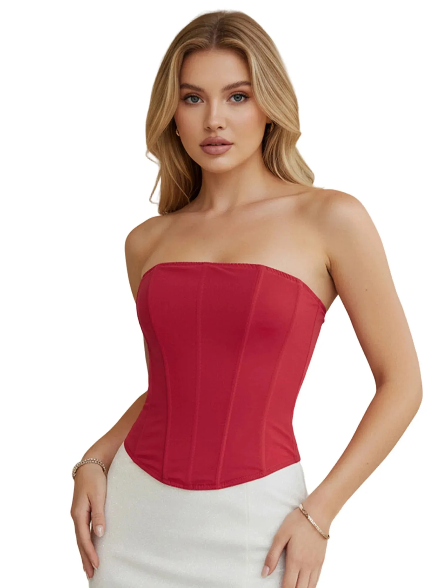 Women Y2K Sexy Slim Vest French High Street Elegant Backless Tank Top Summer Vintage Corset EGirl Solid Color Strapless Tube Top — image 8