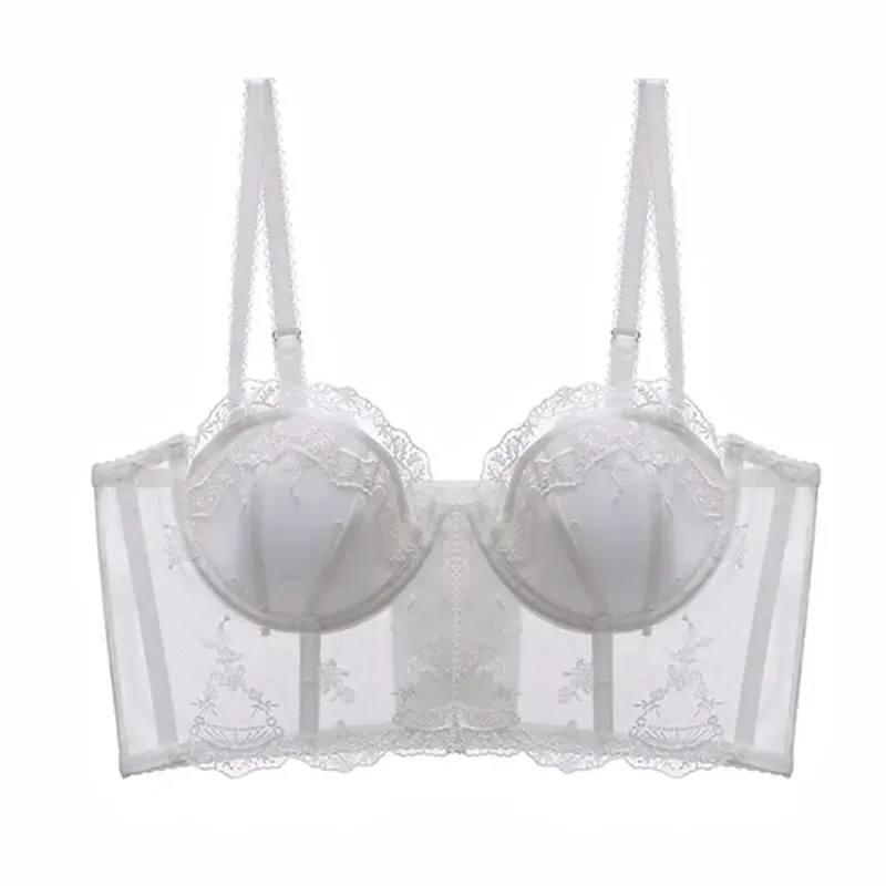 French Fishbone Corset Top Women Lace Lingerie Set Outer Wear Bra Thin Push‑Up Less Bust Side Support Underwear 32‑38 — image 4