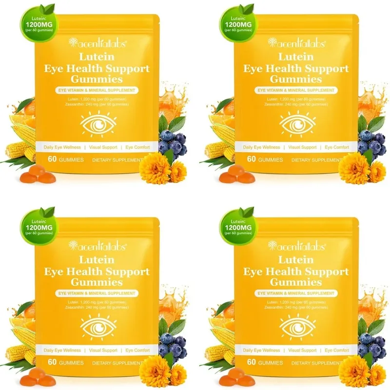 Lutein Eye Health Gummies 40mg with Zeaxanthin Vitamin A C & E Visual Support Blue Light Support & Eye Comfort Vegan 60 Count