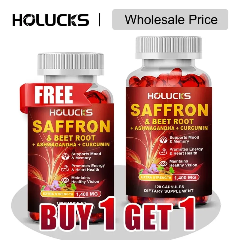 Buy 1 Get 1 Free! Saffron Extract 1400mg Supplement for Hormone Balance Period Comfort & Natural Well-Being Stress Relief