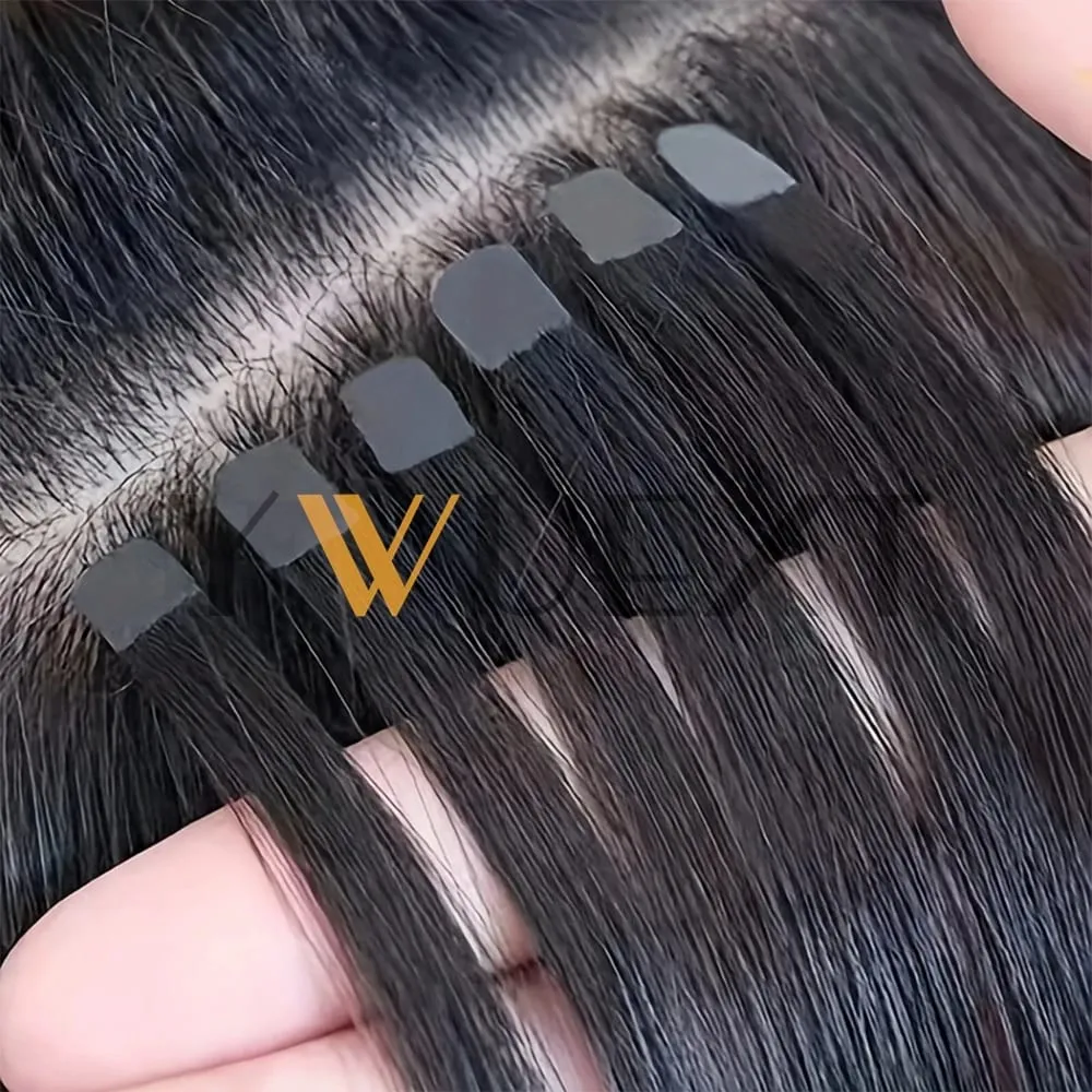 Mini Tape In Human Hair Extensions 12"-20" Machine Remy Skin Weft Adhesive Tape Hair Natural Black Brown Blonde Tape Ons 10pcs — image 4